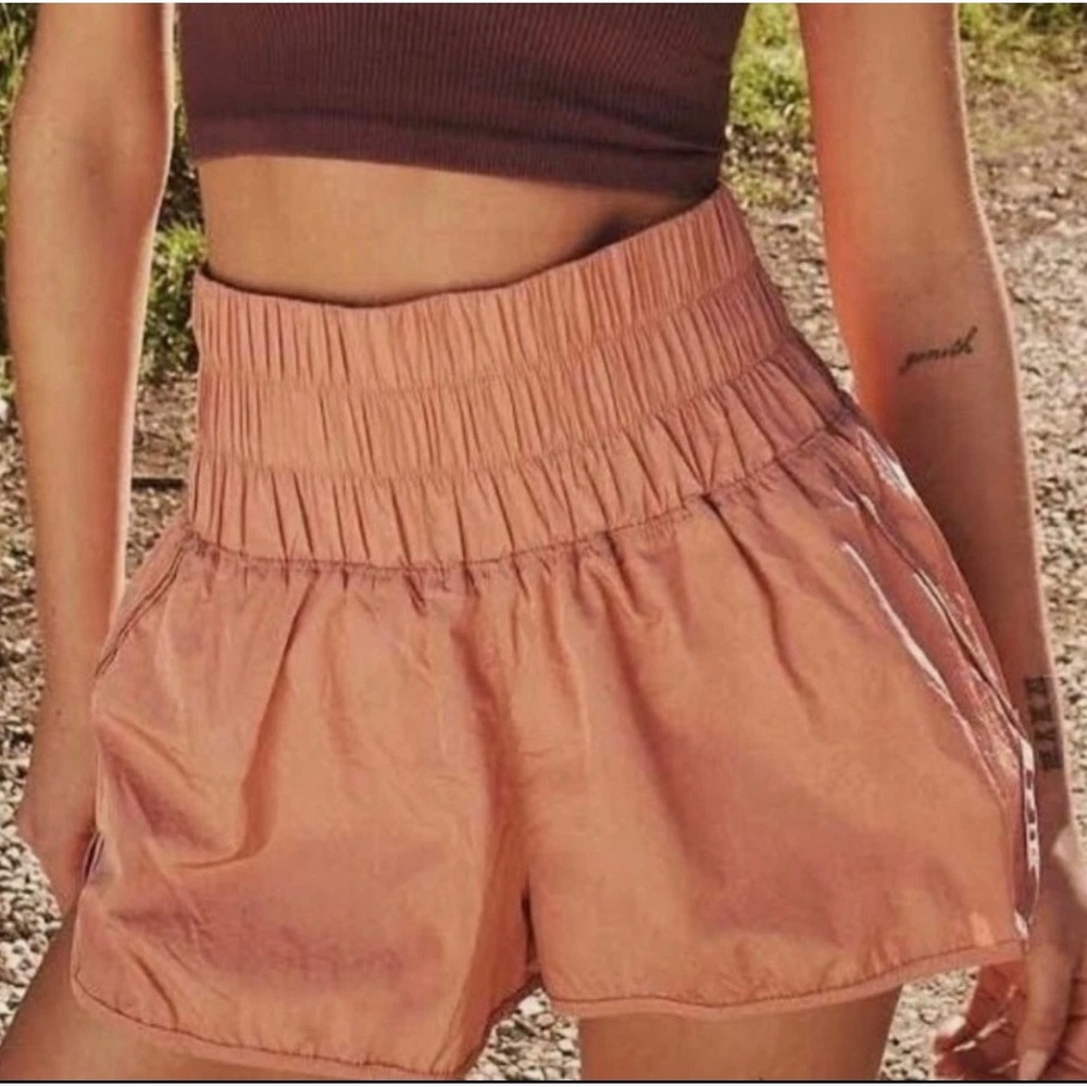 Free People Movement The Way Home High Rise Shorts Peach/Pink Small Stretch - Picture 14 of 14
